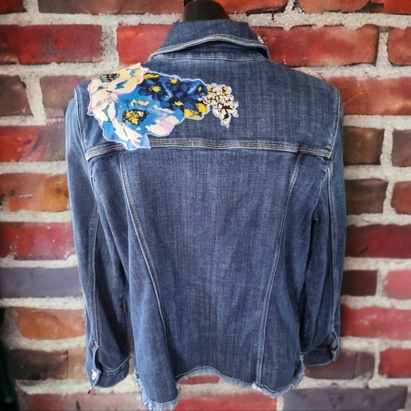 Chico's Floral Embroidered Jean Jacket - Picture 2 of 8